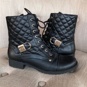 Black Combat Boots by Guess
